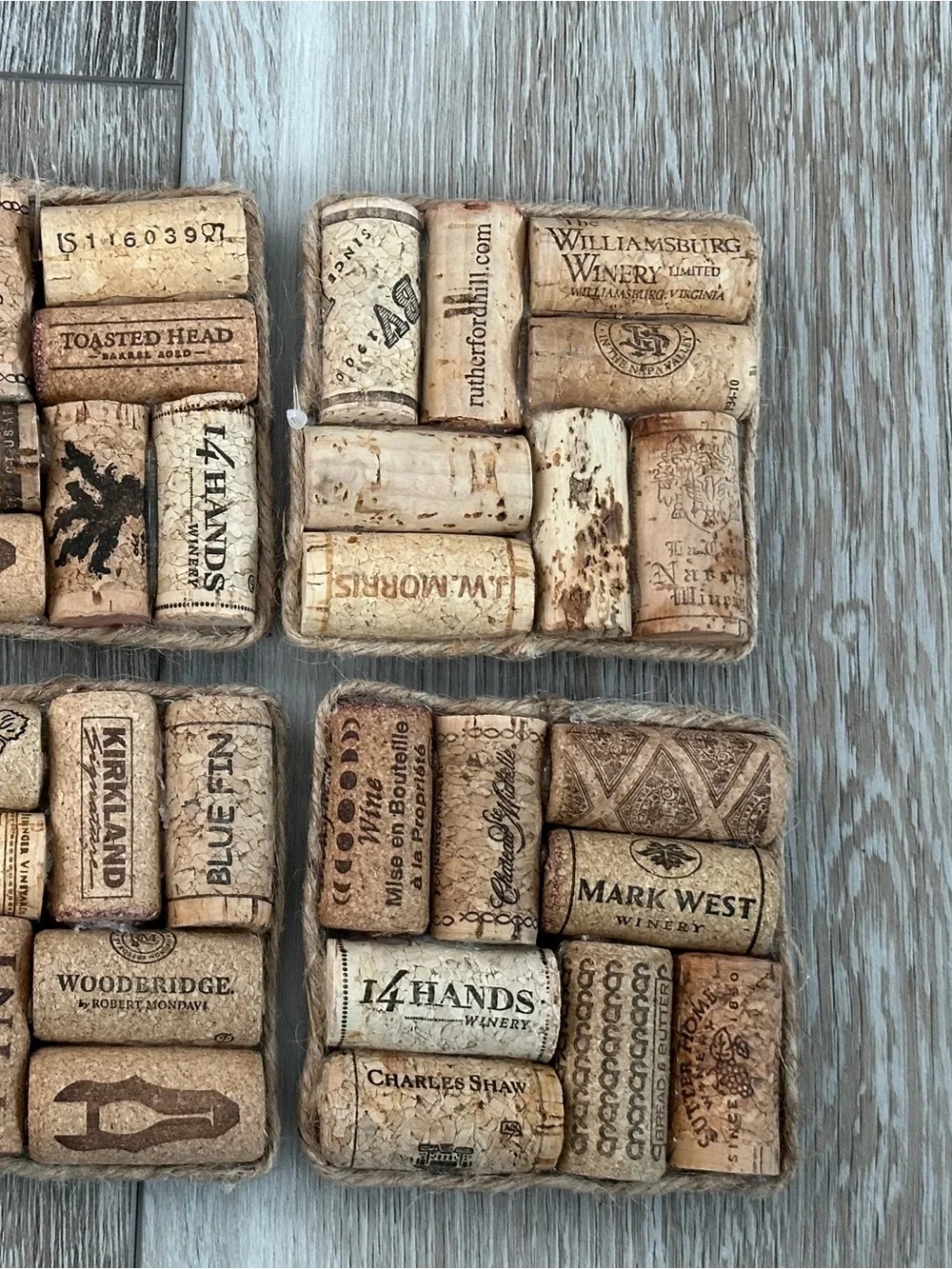 NWT Set of 4 Awesome Assorted Wine Cork Coasters Handmade